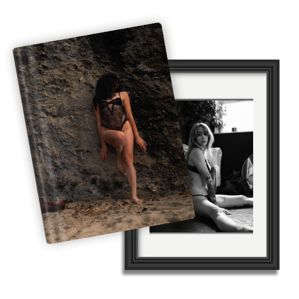 examples of heirloom albums or wall art products for bridal boudoir photoshoots by ELI Boudoir