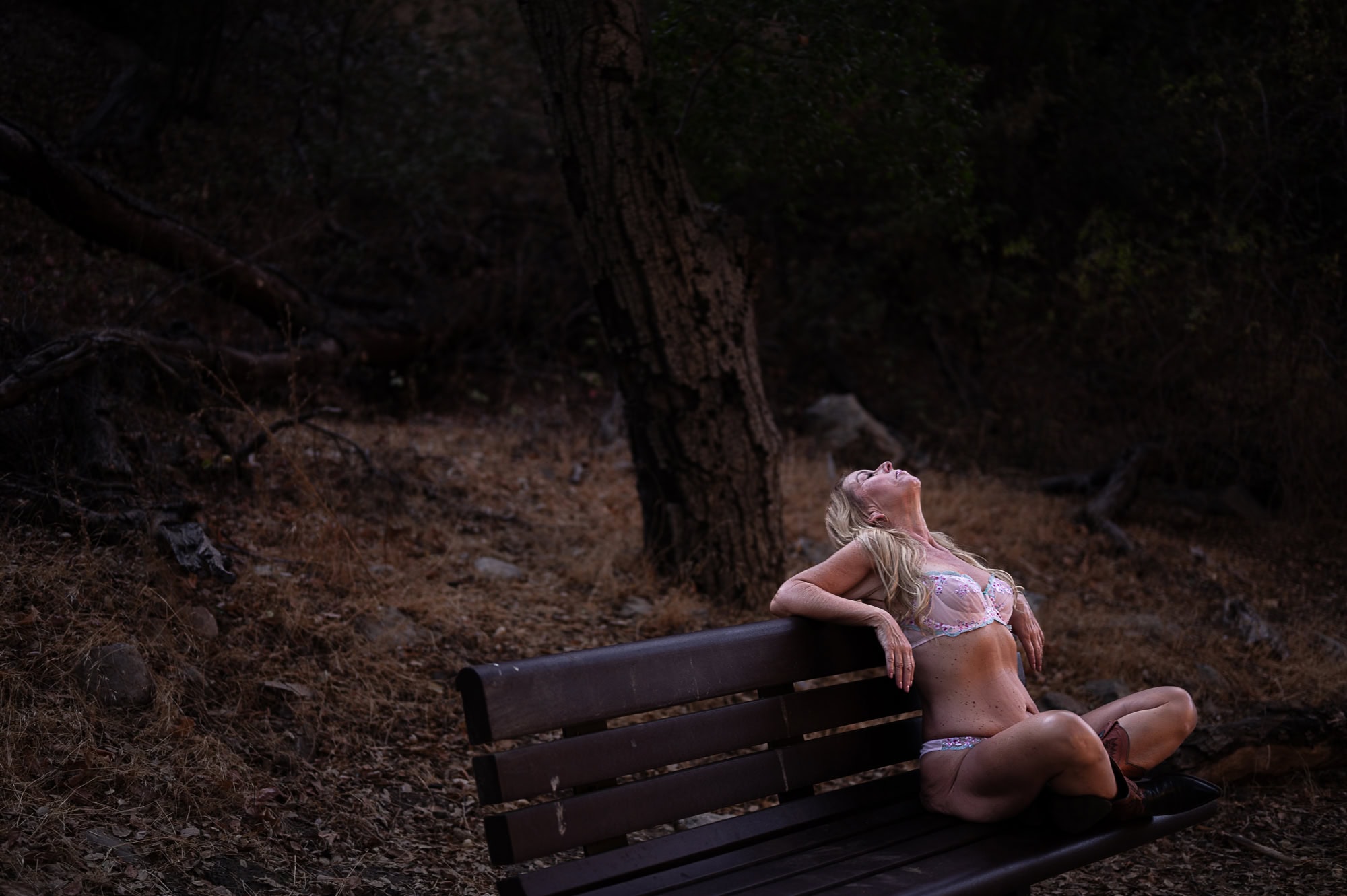 Bench at Placeritas Canyon used for Outdoor Boudoir Session.